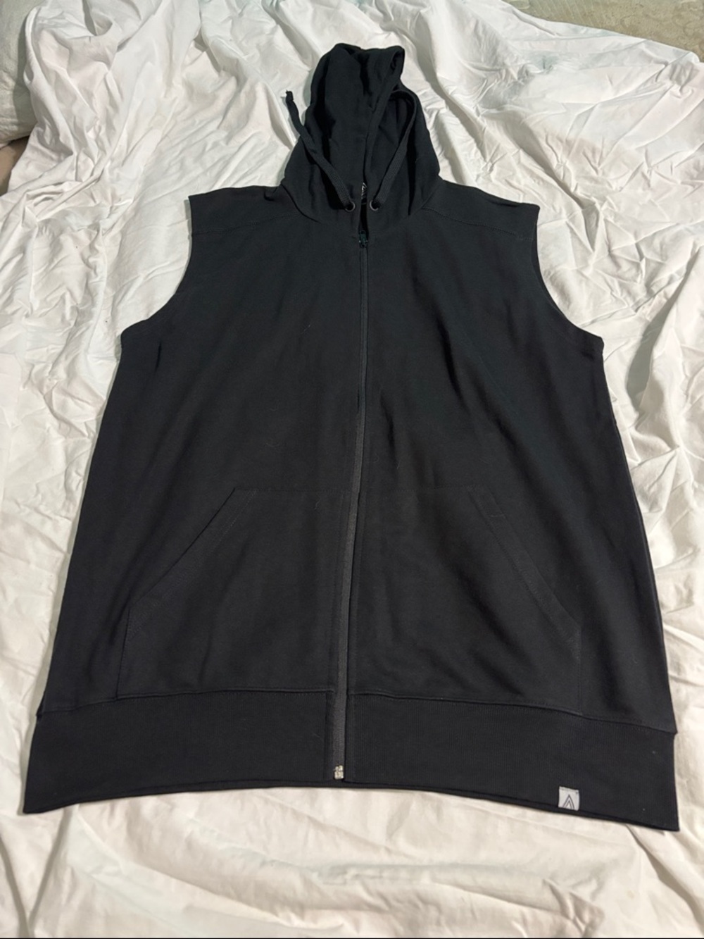 Sleeveless Zip-Up Hoodie in Black